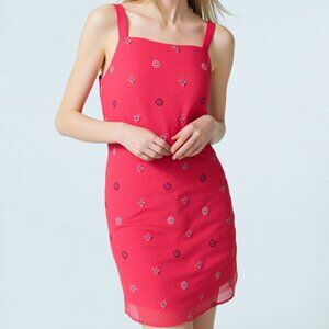 Vtg Dawn Joy Women's Dress Coral & Gold Metallic Sz 7/8 NWT